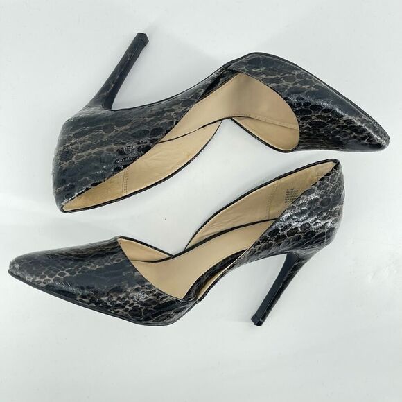 Mia Margo Black Embossed Snakeskin D’Orsay Pointed Toe Pump Heels Size 8.5 - Picture 11 of 14